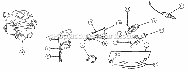 Fuel System Diagram and Parts List for 2164 13A-264G100 Cub Cadet Lawn Tractor